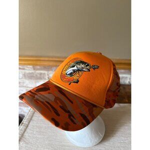 Lyrical Lemonade Fishing Badge Trucker Hat Orange Camo Mesh Adjustable Snapback